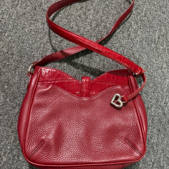 Brighton Leather Crocodile Cherry Red Shoulder Bag Purse - Picture 3 of 8